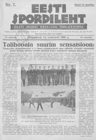 Eesti Spordileht ; 7 1926-02-18