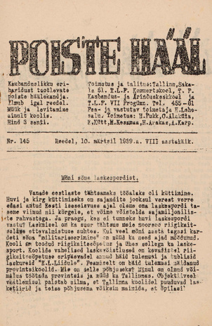 Poiste Hääl ; 145 1939-03-10