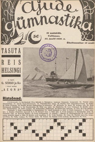 Ajude Gümnastika : ristsõnamõistatuste ajakiri ; 30 1936-07-23