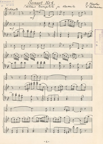 Sonaat N. 4 töötlus trompetile ja klaverile