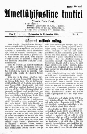 Ametiühisusline kuukiri ; 8 1924-11/12