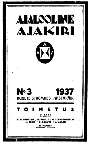 Ajalooline Ajakiri ; 3 1937