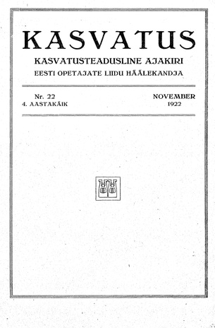 Kasvatus ; 22 1922-11