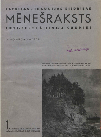 Läti-Eesti Ühingu kuukiri = Latvijas-Igaunijas Biedribas meneðraksts ; 1 1936-02