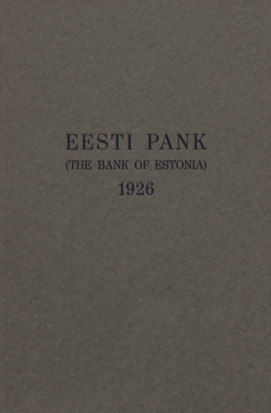 Eesti Pank (The Bank of Estonia) in 1926
