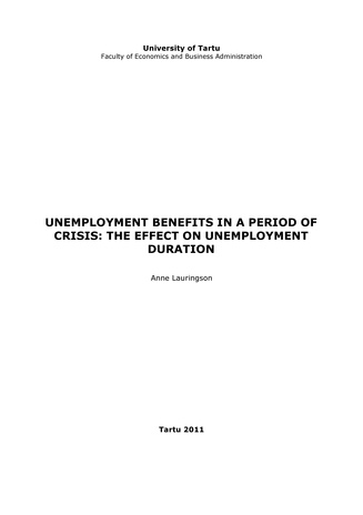 Unemployment benefits in a period of crisis : the effect on unemployment duration ; 82 (Working paper series)