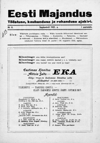 Eesti Majandus ; 8 1921-09