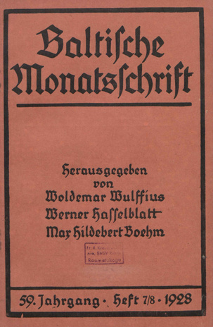 Baltische Monatsschrift ; 7/8 1928