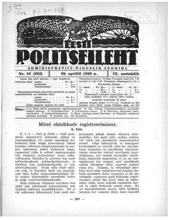 Eesti Politseileht ; 16 1929