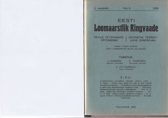 Eesti Loomaarstlik Ringvaade ; 6. vihk 1926