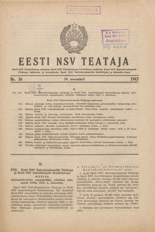 Eesti NSV Teataja ; 36 1945-11-24