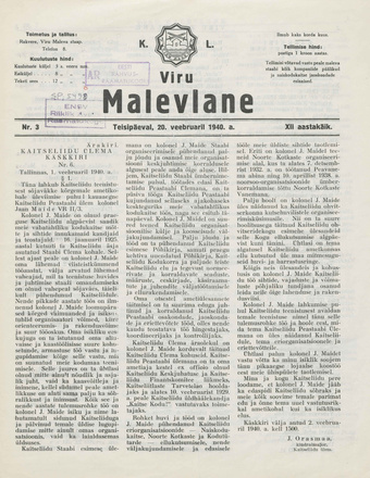 K. L. Viru Malevlane ; 3 1940-02-20
