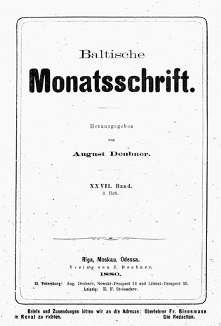 Baltische Monatsschrift ; 3 1880