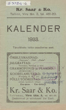 Tähtraamat 1933 ; 1932