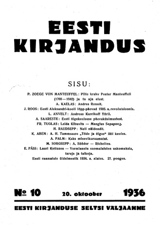 Eesti Kirjandus ; 10 1936