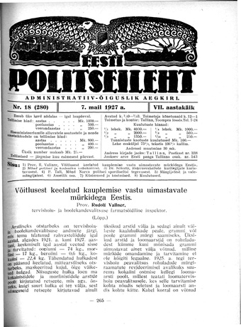 Eesti Politseileht ; 18 1927