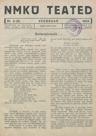 NMKÜ Teated ; 2 (6) 1934-02