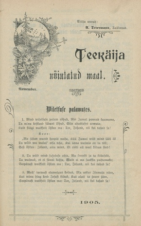 Teekäija : Eesti Baptisti Koguduse Ühenduse häälekandja ; 11 1905-08-26
