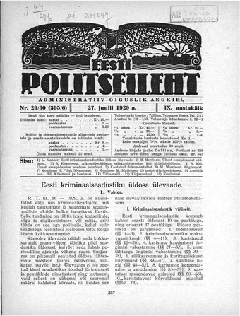 Eesti Politseileht ; 29-30 1929