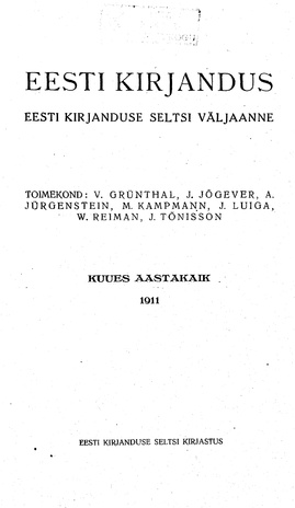 Eesti Kirjandus ; 3 1911
