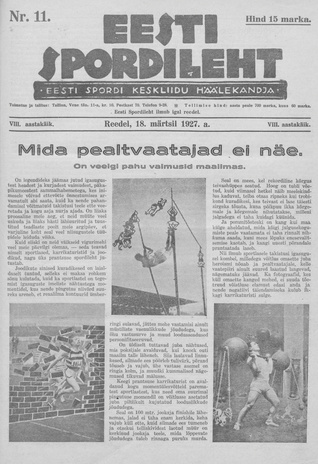 Eesti Spordileht ; 11 1927-03-18