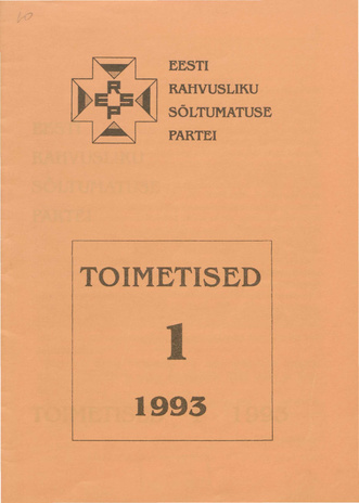 ERSP toimetised ; 1 1993
