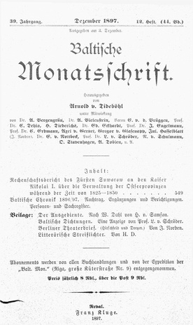 Baltische Monatsschrift ; 12 1897-12