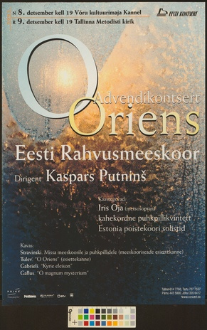 Advendikontsert Oriens : Eesti Rahvusmeeskoor