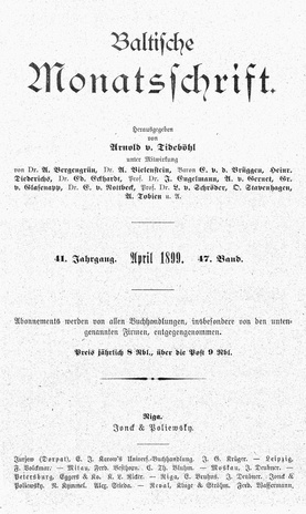 Baltische Monatsschrift ; 4 1899-04