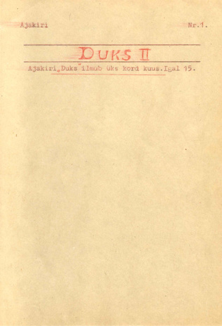 Duks II : ajakiri [noortele] ; 1 1925