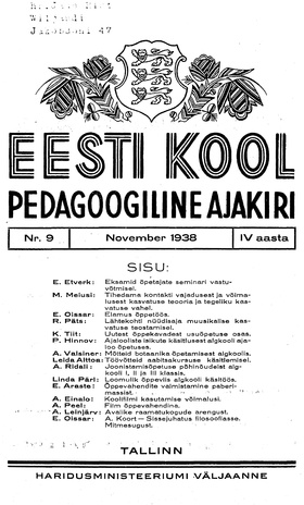 Eesti Kool ; 9 1938-11