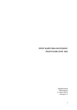 Eesti Rahvusraamatukogu tegevusaruanne 2012