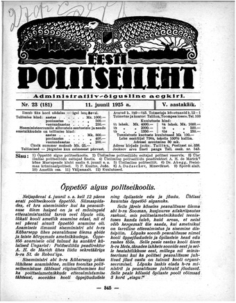 Eesti Politseileht ; 23 1925