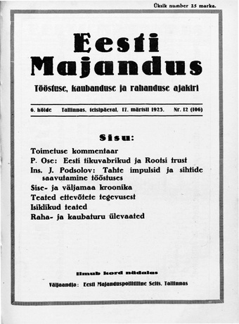 Eesti Majandus ; 12 (106) 1925-03-17