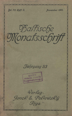 Baltische Monatsschrift ; 11 1911-11
