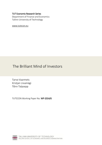 The brilliant mind of investors (TUTECON Working Paper ; WP-2014/6)