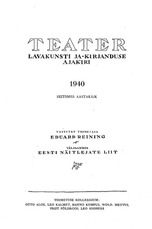 Teater ; sisukord 1940