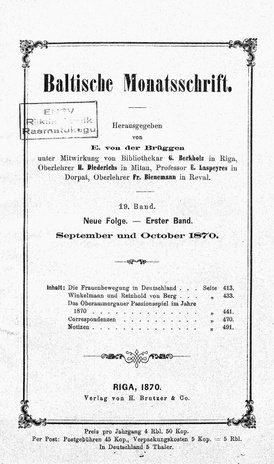 Baltische Monatsschrift ; 1870-09/10