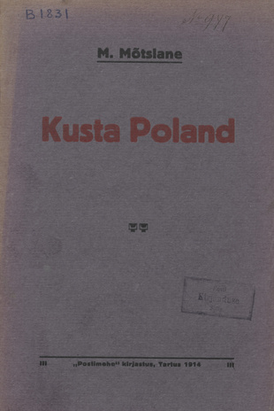 Kusta Poland : [jutustus]