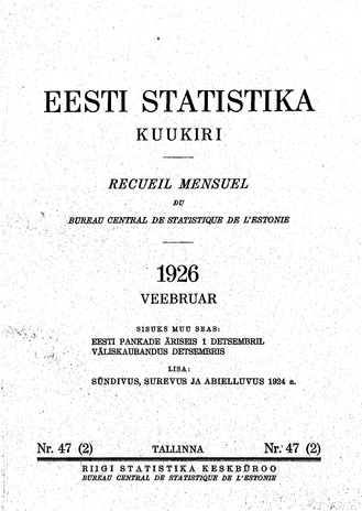 Eesti Statistika : kuukiri ; 47 (2) 1926-02