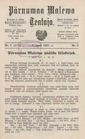 Pärnumaa Maleva Teataja ; 6 (177) 1937-06-05