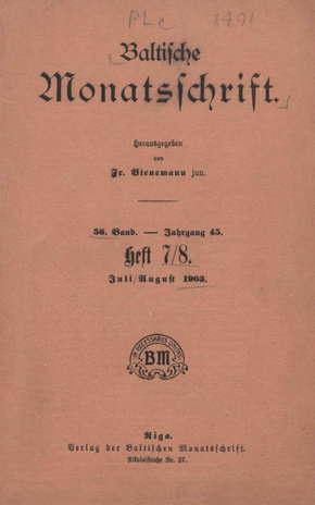 Baltische Monatsschrift ; 7/8 1903-07/08