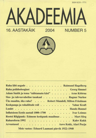 Akadeemia ; 5 (182) 2004-05