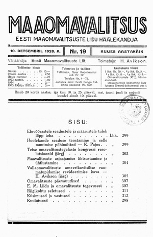 Maaomavalitsus ; 19 1928-12-10