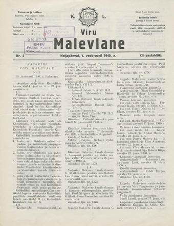 K. L. Viru Malevlane ; 2 1940-02-01