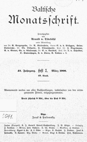 Baltische Monatsschrift ; 3 1900-03