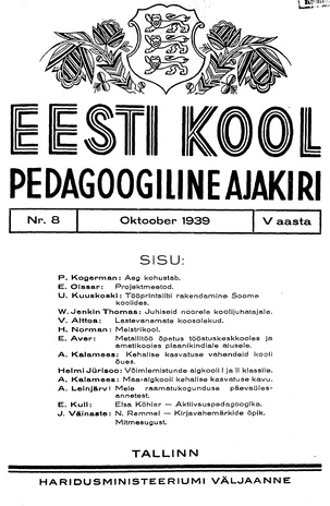 Eesti Kool ; 8 1939-10