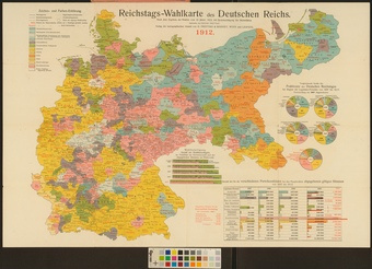 Reichstags-Wahlkarte des Deutschen Reichs : nach dem Ergebnis der Wahlen vom 12. Jänner 1912, mit Berücksichtigung der Stichwahlen 
