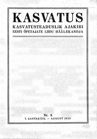 Kasvatus ; 8 1925-08