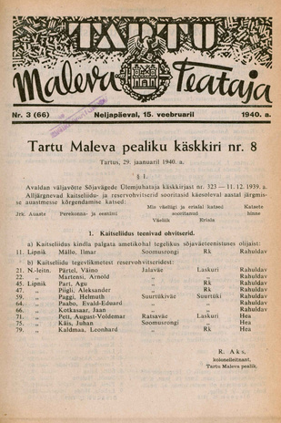 Tartu Maleva Teataja ; 3 (66) 1940-02-15